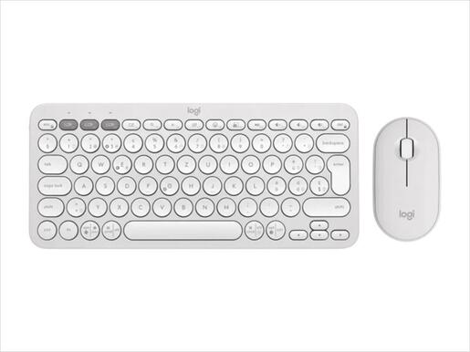 COMBO KEYBOARD AND MOUSE WIRELESS LOGITECH PEBBLE 2 COMBO White w/Bluetooth, Logitech Bolt, 920-012240