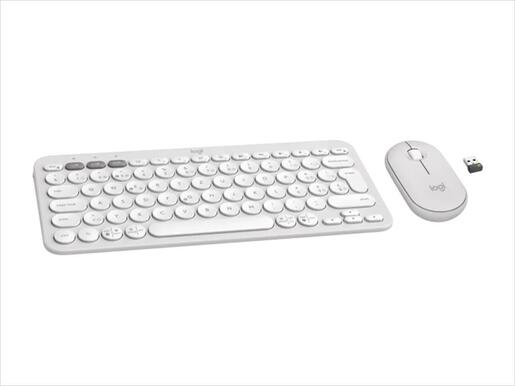 COMBO KEYBOARD AND MOUSE WIRELESS LOGITECH PEBBLE 2 COMBO White w/Bluetooth, Logitech Bolt, 920-012240