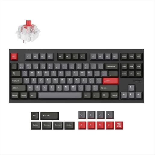 KEYBOARD MECHANICAL KEYCHRON LEMOKEY L4 QMK/VIA TKL, HS, AL FRAME, RGB, 2.4 GHz & BT, Keychron super Red switch, Carbon Black, L4-C1