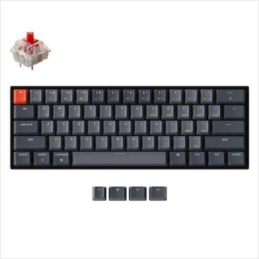 KEYBOARD MECHANICAL KEYCHRON K12 HS RGB LED 60% Gateron G Pro Red switch Multi-Device (Wired+Bluetooth), Black, K12-H1