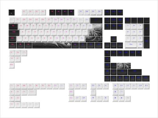 KEYBOARD MECHANICAL KEYCAPS DARK PROJECT INK ,(ANSI & ISO LAYUOT 177PCS), White/Black, KS-1050