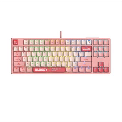 KEYBOARD MECHANICAL A4TECH Bloody S87 TKL, Hot-swappable, BLMS RED PLUS Switch, RGB Backlit, Energy Pink