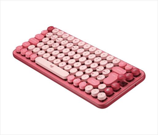 KEYBOARD MECHANICAL LOGITECH POP KEYS Brown Tactile switch w/Emoji, Logi Bolt w/Bluetooth Multi-device Heartbreaker Rose 920-010737