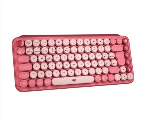 KEYBOARD MECHANICAL LOGITECH POP KEYS Brown Tactile switch w/Emoji, Logi Bolt w/Bluetooth Multi-device Heartbreaker Rose 920-010737