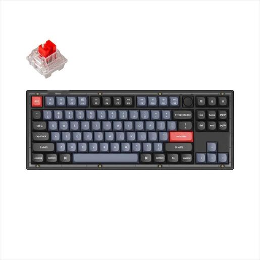 KEYBOARD MECHANICAL KEYCHRON V3 TKL QMK/VIA RGB Keychron K PRO Red switch, Frosted Black (Translucent), w/knob, V3-C1