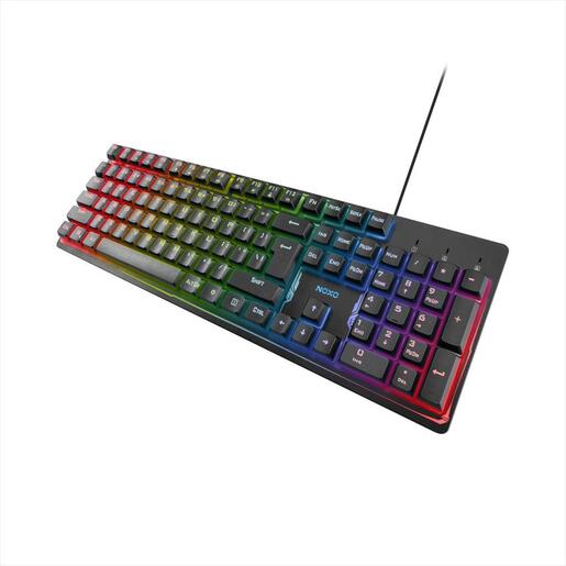 KEYBOARD WIRED USB NOXO FUSIONLIGHT, GAMING KEYBOARD, RAINBOW BACKLIGHT,ANTI-GHOSTING FOR MAIN KEYS,  BLACK