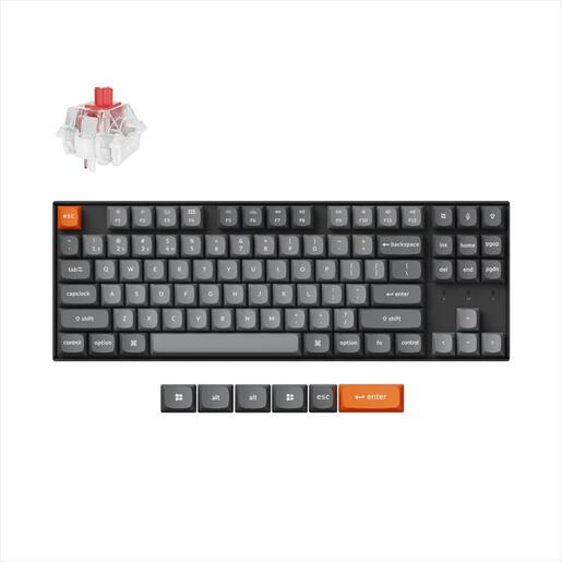KEYBOARD MECHANICAL KEYCHRON K8 MAX HS TKL RGB Keychron super Red switch, Multi-Device 2.4 GHz & BT Black, K8M-H1