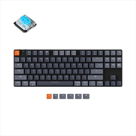 KEYBOARD MECHANICAL KEYCHRON K1 SE HS AL TOP CASE LOW PROFILE RGB LED TKL Gateron Blue switch Multi-Device(Wired+Bluetooth)Black, K1SE-H2