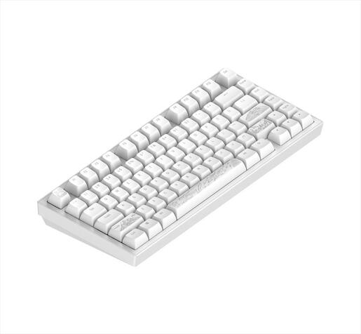 KEYBOARD MECHANICAL DARK PROJECT ALU81A TERRA NOSTRA WHITE HS RGB linear mechanical switches G3ms Moonstone- Pre-lubed, +4 switch, COILED CABLE ANSI layout