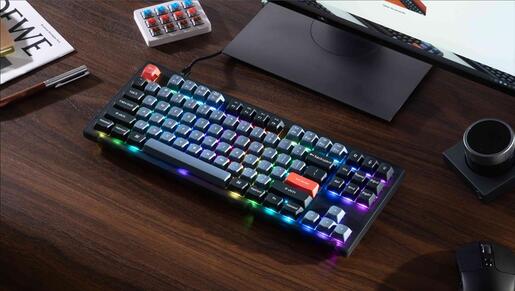 KEYBOARD MECHANICAL KEYCHRON V3 TKL QMK/VIA RGB Keychron K PRO Blue switch, Frosted Black (Translucent), w/knob, V3-C2