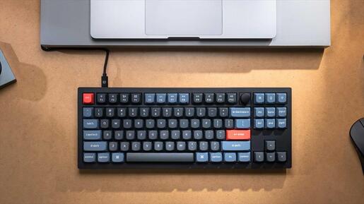 KEYBOARD MECHANICAL KEYCHRON V3 TKL QMK/VIA RGB Keychron K PRO Blue switch, Frosted Black (Translucent), w/knob, V3-C2