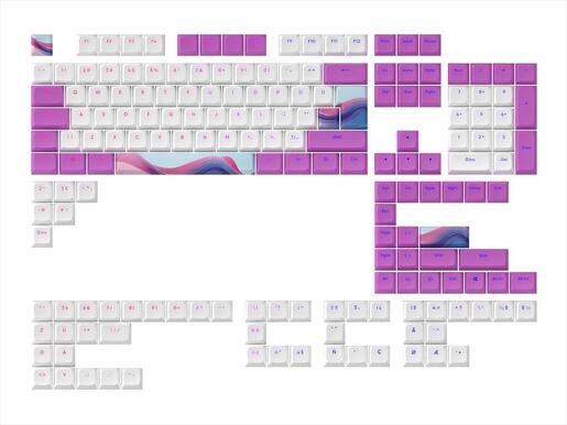 KEYBOARD MECHANICAL KEYCAPS DARK PROJECT CANDY K PBT ,(ANSI & ISO LAYUOT 177PCS), White/Pink, KS-1090