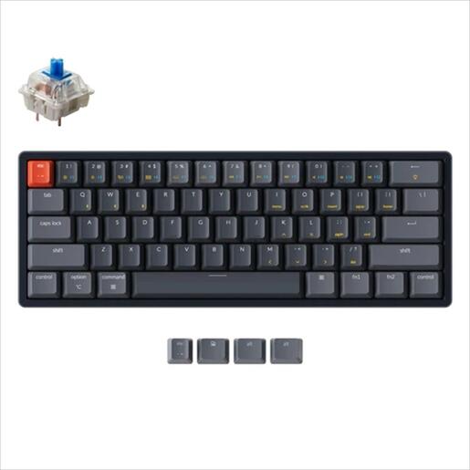 KEYBOARD MECHANICAL KEYCHRON K12 HS ALUMINIUM RGB LED 60% Gateron G Pro Blue switch Multi-Device (Wired+Bluetooth), Black, K12-J2