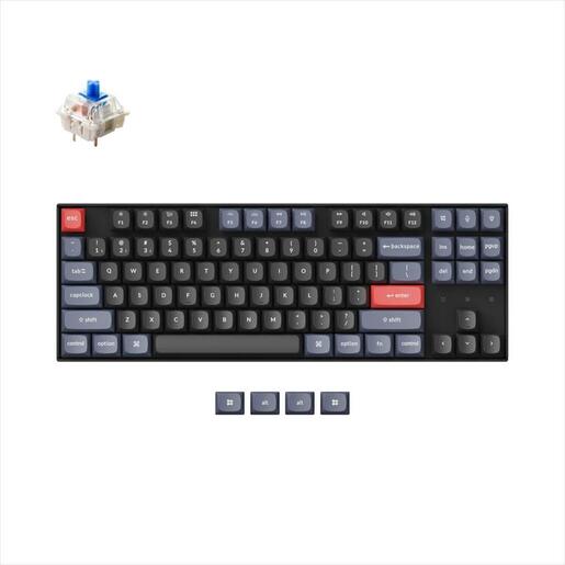 KEYBOARD MECHANICAL KEYCHRON K8 PRO QMK/VIA HS RGB LED TKL Gateron G Pro Blue switch Multi-Device (Wired+Bluetooth), Black, K8P-H2