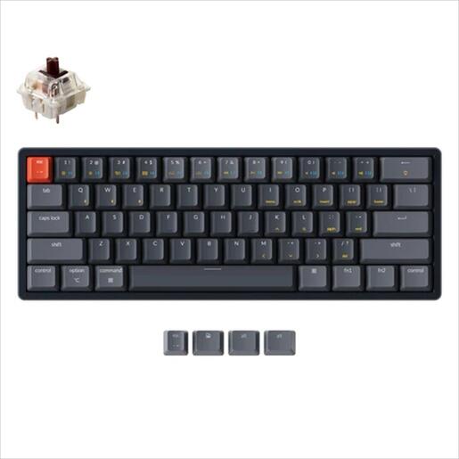 KEYBOARD MECHANICAL KEYCHRON K12 HS ALUMINIUM RGB LED 60% Gateron G Pro Brown switch Multi-Device (Wired+Bluetooth), Black, K12-J3