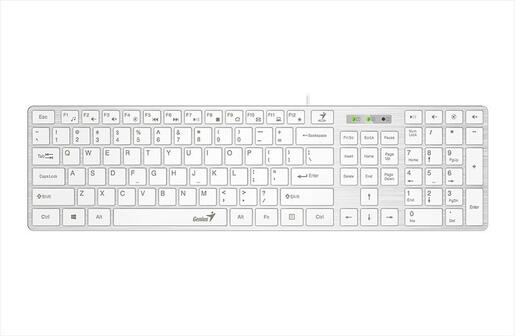 KEYBOARD WIRED USB GENIUS SLIM STAR 126 WHITE