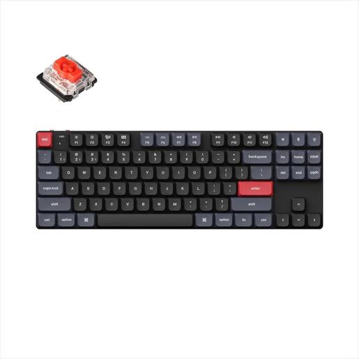 KEYBOARD MECHANICAL KEYCHRON K1 PRO QMK/VIA LP RGB LED TKL Gateron Red switch Multi-Device (Wired+Bluetooth), Black, K1P-B1