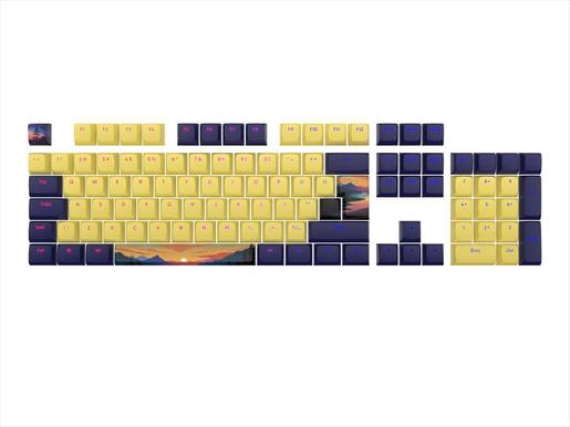KEYBOARD MECHANICAL KEYCAPS DARK PROJECT SUNSET PBT ,(ANSI & ISO LAYUOT 177PCS), Yellow/|Blue, KS-1030