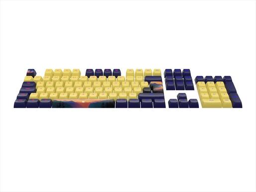 KEYBOARD MECHANICAL KEYCAPS DARK PROJECT SUNSET PBT ,(ANSI & ISO LAYUOT 177PCS), Yellow/|Blue, KS-1030