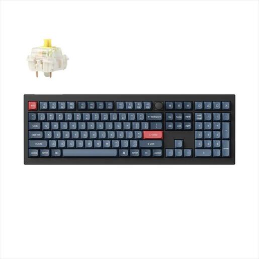 KEYBOARD WIRELESS MECHANICAL KEYCHRON V6 Max Full Size QMK/VIA, HS, RGB, Gateron Jupiter Banana switch, OSA PBT, Carbon Black (Non-Transparent), w/knob, V6M-D4