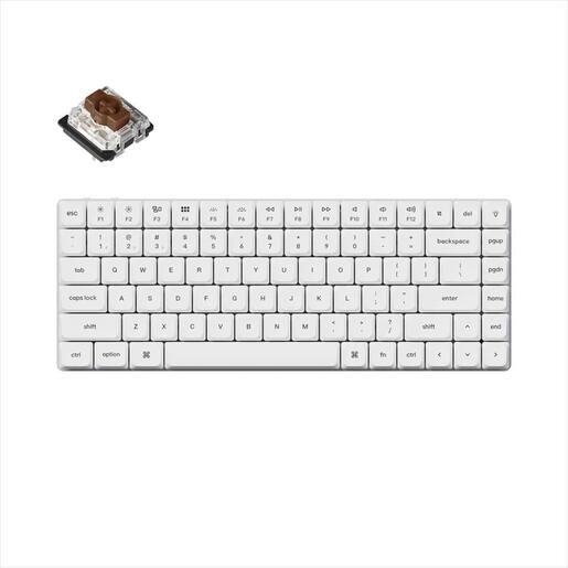 KEYBOARD MECHANICAL KEYCHRON K3 PRO QMK/VIA LP RGB LED 75% Gateron Brown switch Multi-Device (Wired+Bluetooth), White, K3P-P3