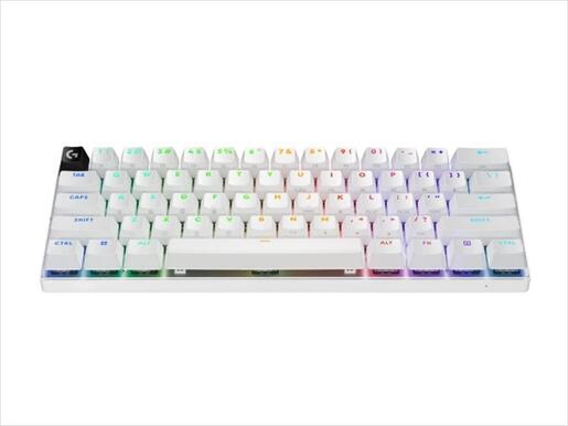 KEYBOARD WIRELESS LOGITECH PRO X 60 LIGHTSPEED RGB, 60%, Tactile GX Optical switch, White, w/Bluetooth, 920-011930
