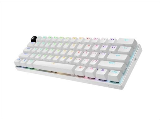 KEYBOARD WIRELESS LOGITECH PRO X 60 LIGHTSPEED RGB, 60%, Tactile GX Optical switch, White, w/Bluetooth, 920-011930