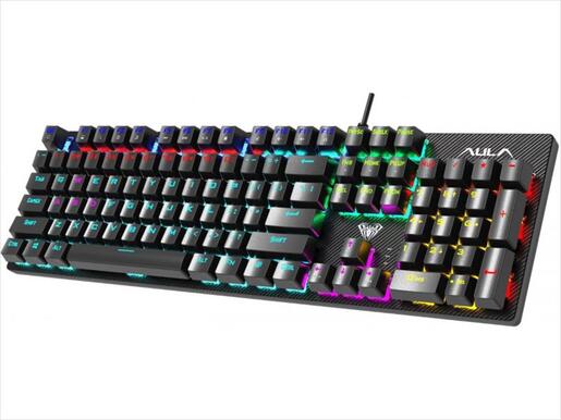 KEYBOARD MECHANICAL AULA RETRIBUTION TACTILE BLUE Switch Illuminated Black, 316527