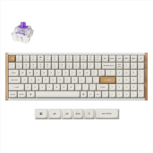 KEYBOARD WIRELESS MECHANICAL KEYCHRON K4 HE Special Edition, HS, RGB LED, Full Size, Gateron Double-Rail Magnetic Switch, OSA PBT, White, K4H-Q1