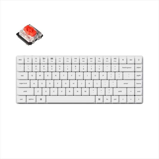 KEYBOARD MECHANICAL KEYCHRON K3 PRO QMK/VIA LP RGB LED 75% Gateron Red switch Multi-Device (Wired+Bluetooth), White, K3P-P1