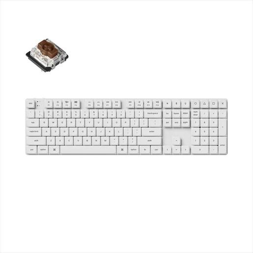 KEYBOARD MECHANICAL KEYCHRON K5 PRO QMK/VIA LP RGB LED FULL SIZE Gateron Brown switch Multi-Device (Wired+Bluetooth), White, K5P-P3