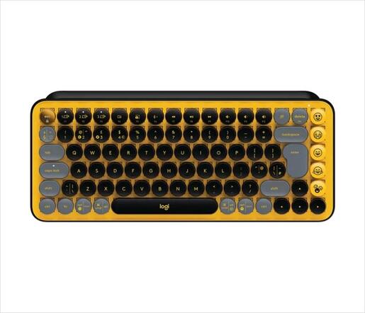 KEYBOARD MECHANICAL LOGITECH POP KEYS Brown Tactile switch w/Emoji, Logi Bolt w/Bluetooth Multi-device Blast Yellow 920-010735