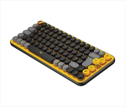 KEYBOARD MECHANICAL LOGITECH POP KEYS Brown Tactile switch w/Emoji, Logi Bolt w/Bluetooth Multi-device Blast Yellow 920-010735