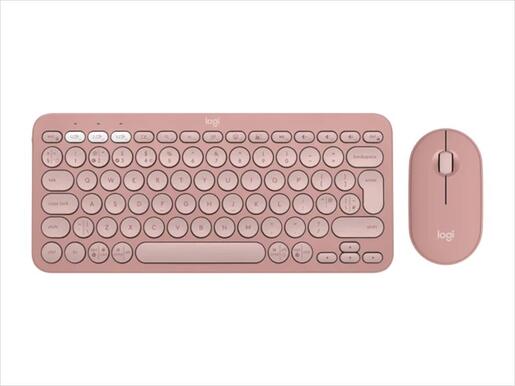 COMBO KEYBOARD AND MOUSE WIRELESS LOGITECH PEBBLE 2 COMBO Rose w/Bluetooth, Logitech Bolt, 920-012241
