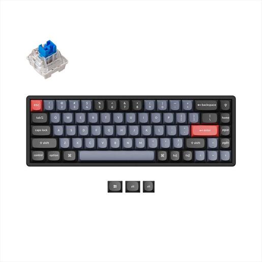 KEYBOARD MECHANICAL KEYCHRON K6 PRO QMK/VIA ALUMINIUM HS RGB LED 65% Keychron K PRO Blue switch Multi-Device (Wired+Bluetooth), Black, K6P-J2
