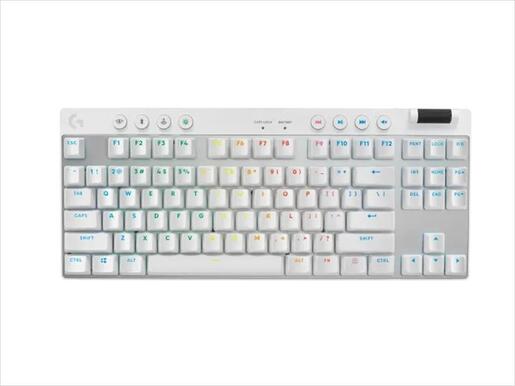 KEYBOARD MECHANICAL LOGITECH G PRO X WHITE LIGHTSPEED WIRELESS, TKL, RGB, TACTILE, w/Carrying case, 920-012148