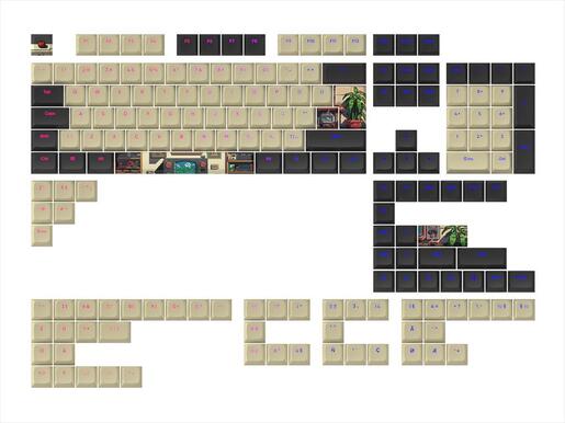 KEYBOARD MECHANICAL KEYCAPS DARK PROJECT ARCADE PBT ,(ANSI & ISO LAYUOT 177PCS), White/Black, KS-1080