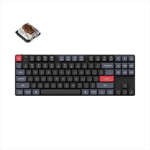KEYBOARD MECHANICAL KEYCHRON K1 PRO QMK/VIA LP RGB LED TKL Gateron Brown switch Multi-Device (Wired+Bluetooth), Black, K1P-B3