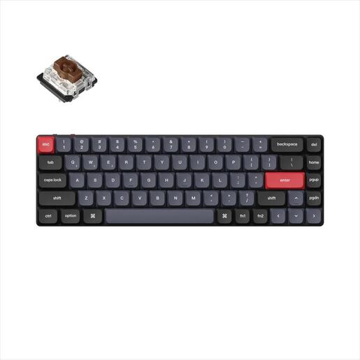 KEYBOARD MECHANICAL KEYCHRON K7 PRO QMK/VIA HS LP RGB LED 65% Gateron Brown switch Multi-Device (Wired+Bluetooth), Black, K7P-H3