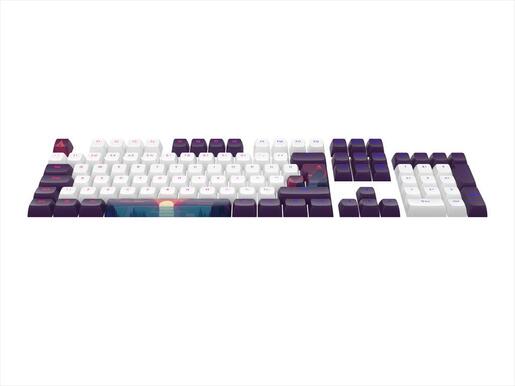 KEYBOARD MECHANICAL KEYCAPS DARK PROJECT SUNRISE PBT ,(ANSI & ISO LAYUOT 177PCS), White/Purple, KS-1020