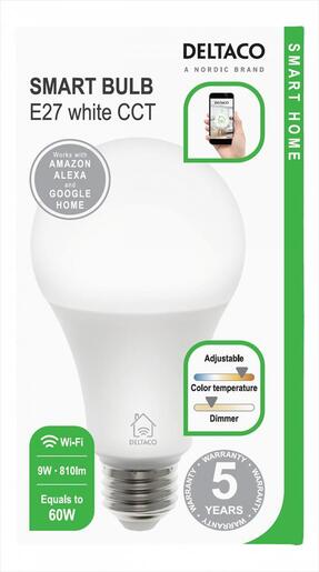 LED BULB SMART DELTACO E27 2700K-6500K DIMMABLE WHITE, 9W,  SH-LE27W