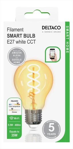 LED BULB SMART DELTACO E27 1800K-6500K DIMMABLE WHITE, 5.5W, FILAMENT LAMP SPIRAL, SH-LFE27A60S