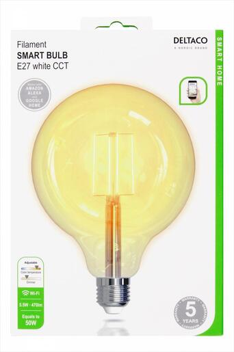 LED BULB SMART DELTACO E27 1800K-6500K DIMMABLE WHITE, 5.5W, FILAMENT LAMP, SH-LFE27G125