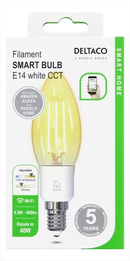 LED BULB SMART DELTACO E14 1800K-6500K DIMMABLE WHITE, 4.5W, FILAMENT LAMP, SH-LFE14C35