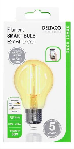 LED BULB SMART DELTACO E27 1800K-6500K DIMMABLE WHITE, 5.5W, FILAMENT LAMP, SH-LFE27A60