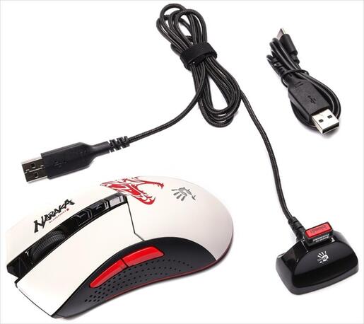 MOUSE WIRELESS USB A4TECH Bloody Gaming R90 PLUS Naraka, 2.4Ghz 5000CPI, w/Wireless Extension Dock
