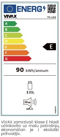 VIVAX HOME TTL-131E фрижидер во висина на работна плоча