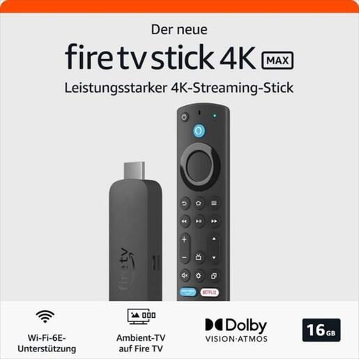 ANDROID STICK AMAZON FIRE TV STICK 4K MAX Gen.2, Android, Quad Core, 2GB RAM, 16GB, Black, Wi-Fi 6E, BT 5.0,Alexa voice control, B0BTFCP86M