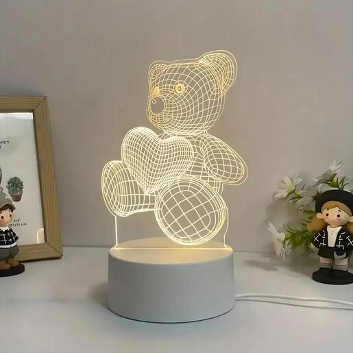 GAME FIGURINE TEDDY BEAR HEART 3D EXTRALINK NIGHT LAMP