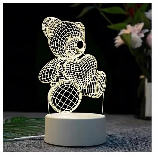 GAME FIGURINE TEDDY BEAR HEART 3D EXTRALINK NIGHT LAMP